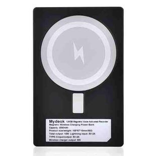 Q80 64GB 3000mAh Magnetic Wireless Charging Power Bank Voice Recorder (Black)