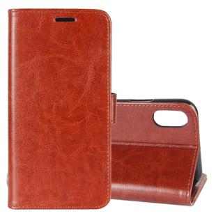 For   iPhone X / XS   Crazy Horse Texture PU +TPU Horizontal Flip Leather Case with Holder & Card Slots & Wallet & Photo Frame(Brown)