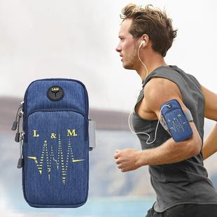 Universal 6.2 inch or Under Phone Zipper Double Bag Multi-functional Sport Arm Case with Earphone Hole, For iPhone, Samsung, Sony, Oneplus, Xiaomi, Huawei, Meizu, Lenovo, ASUS, Cubot, Ulefone, Letv, DOOGEE, Vkworld, and other Smartphones(Blue)