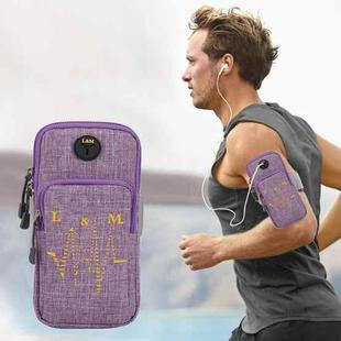 Universal 6.2 inch or Under Phone Zipper Double Bag Multi-functional Sport Arm Case with Earphone Hole, For iPhone, Samsung, Sony, Oneplus, Xiaomi, Huawei, Meizu, Lenovo, ASUS, Cubot, Ulefone, Letv, DOOGEE, Vkworld, and other Smartphones(Purple)