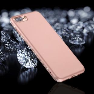 For iPhone 8 Plus & 7 Plus Crystal Decor Sides Frosted Soft TPU Protective Back Case (Rose Gold)