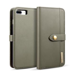 DG.MING Lambskin Detachable Horizontal Flip Magnetic Case for iPhone 8 Plus & 7 Plus, with Holder & Card Slots & Wallet(Green)