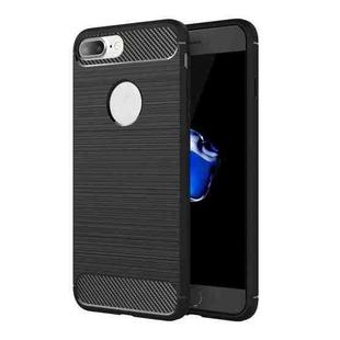 For iPhone 8 Plus Brushed Texture Fiber TPU Rugged Armor Protective Case(Black)