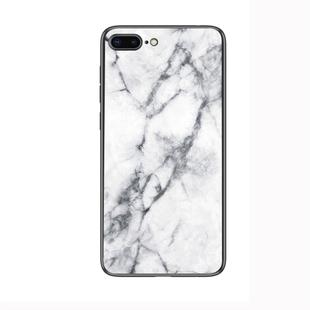 Marble Glass Protective Case for iPhone 7 Plus / 8 Plus(White)