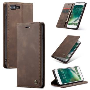 CaseMe-013 Multifunctional Retro Frosted Horizontal Flip Leather Case for iPhone 7 Plus / 8 Plus, with Card Slot & Holder & Wallet(Coffee)