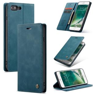 CaseMe-013 Multifunctional Retro Frosted Horizontal Flip Leather Case for iPhone 7 Plus / 8 Plus, with Card Slot & Holder & Wallet(Blue)