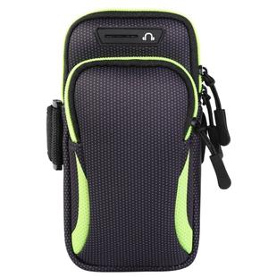 Multi-functional Universal Double Layer Zipper Sport Arm Case Phone Bag with Earphone Hole for 6.6 Inch or Below Smartphones(Green)