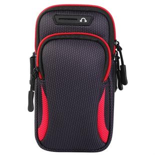 Multi-functional Universal Double Layer Zipper Sport Arm Case Phone Bag with Earphone Hole for 6.6 Inch or Below Smartphones(Red)