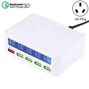40W QC3.0  2.4A  4-USB Ports Fast Charger Station Travel Desktop Charger Power Adapter with LCD Digital Display, AU Plug