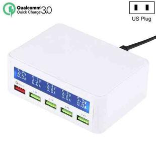 40W QC3.0  2.4A  4-USB Ports Fast Charger Station Travel Desktop Charger Power Adapter with LCD Digital Display, US Plug