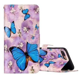 For iPhone 8 Plus & 7 Plus Embossed Purple Butterfly Pattern Elephant Pattern Horizontal Flip Leather Case with Holder & Card Slots & Wallet & Photo Frame