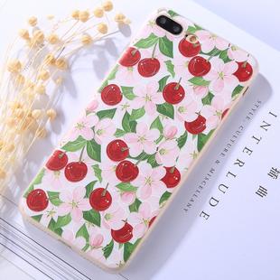 For iPhone 8 Plus & 7 Plus Embossment Cherry Pattern Soft TPU Protective Case