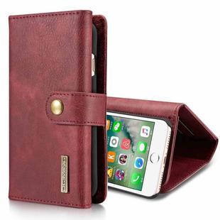 DG.MING for iPhone 8 Plus & 7 Plus Triple Fold Crazy Horse Texture Horizontal Flip Magnetic Protective Case with Holder & Card Slots & Wallet(Red)