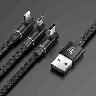 Baseus 1.2m 3.5A Braided 3 in 1 L-type Micro USB  And 8 Pin And Type-C Fast Charge Data Syn Cable(Black)