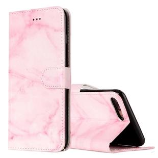 For iPhone 8 Plus & 7 Plus Pink Marble Pattern Horizontal Flip Leather Case with Holder & Card Slots & Wallet