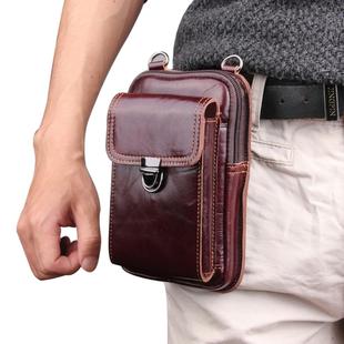 5.1-6.3 inch 008 Universal Crazy Horse Texture Cowhide Vertical Section Waist Bag with Oblique Lanyard, For iPhone,Samsung, Sony, Huawei, Meizu, Lenovo, ASUS, Cubot, Oneplus, Xiaomi, Ulefone, Letv, DOOGEE, Vkworld, and other Smartphones (Brown)