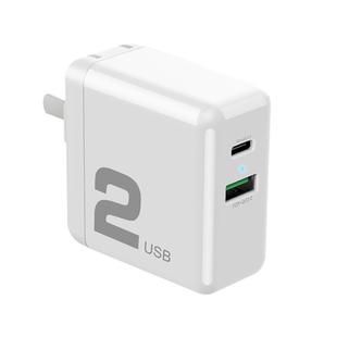 ROCK T13 USB + USB-C/Type-C Dual Port PD Travel Charger, US Plug(White)