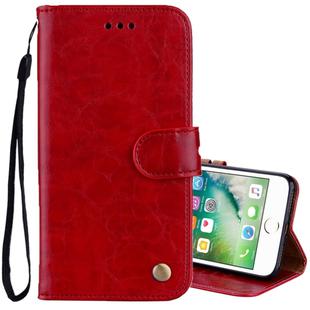 For iPhone 8 Plus & 7 Plus Business Style Oil Wax Texture Horizontal Flip Leather Case with Holder & Card Slots & Wallet (Red)