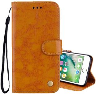 For iPhone 8 Plus & 7 Plus Business Style Oil Wax Texture Horizontal Flip Leather Case with Holder & Card Slots & Wallet (Yellow)