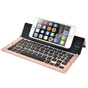 BlueFinger F18 3-Foldable Aluminum Alloy Bluetooth Keyboard with Holder for iOS, Android, Microsoft (Rose Gold)