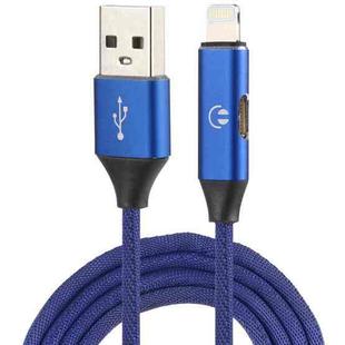 Multifunction 1m 3A 8 Pin Male & 8 Pin Female to USB Nylon Braided Data Sync Charging Audio Cable(Blue)