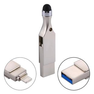 RQW-10E 2 in 1 USB 2.0 & 8 Pin 16GB Flash Drive with Stylus Pen, for iPhone & iPad & iPod & Most Android Smartphones & PC Computer