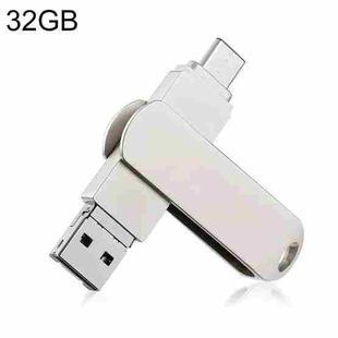 RQW-10X 3 in 1 USB 2.0 & 8 Pin & USB-C / Type-C 32GB Flash Drive, for iPhone & iPad & iPod & Most Android Smartphones & PC Computer