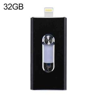 RQW-02 3 in 1 USB 2.0 & 8 Pin & Micro USB 32GB Flash Drive(Black)