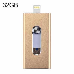 RQW-02 3 in 1 USB 2.0 & 8 Pin & Micro USB 32GB Flash Drive(Gold)