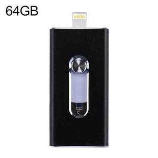 RQW-02 3 in 1 USB 2.0 & 8 Pin & Micro USB 64GB Flash Drive(Black)