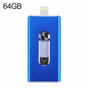 RQW-02 3 in 1 USB 2.0 & 8 Pin & Micro USB 64GB Flash Drive(Blue)