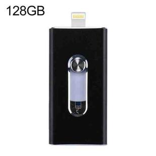 RQW-02 3 in 1 USB 2.0 & 8 Pin & Micro USB 128GB Flash Drive(Black)