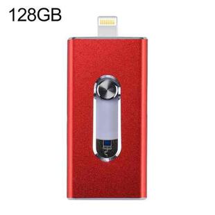 RQW-02 3 in 1 USB 2.0 & 8 Pin & Micro USB 128GB Flash Drive(Red)