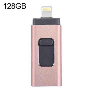easyflash RQW-01B 3 in 1 USB 2.0 & 8 Pin & Micro USB 128GB Flash Drive(Rose Gold)