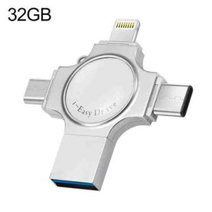 RQW-11S 4 in 1 USB 2.0 & 8 Pin & Micro USB & USB-C / Type-C 32GB Flash Drive