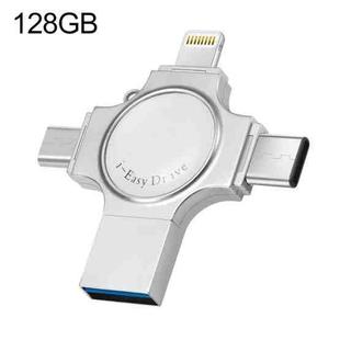 RQW-11S 4 in 1 USB 2.0 & 8 Pin & Micro USB & USB-C / Type-C 128GB Flash Drive