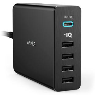 ANKER 2.4A USB-C / Type-C Power Delivery PD + 4 Ports Wall Changer for Mobile Phones / Tables / Macbooks(Black)