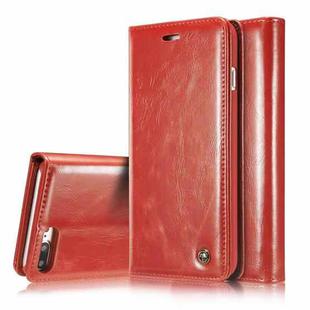 CaseMe-003 for iPhone 8 Plus & 7 Plus PU + PC Business Style Crazy Horse Texture Horizontal Flip Leather Case with Holder & Card Slots & Wallet(Red)