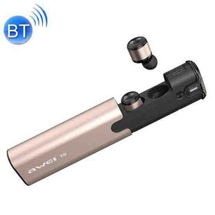AWEI T8 Mini 2 in 1 Headset Wireless Bluetooth V4.2 In-ear Stereo Earphone with Mic & Charging Dock Case, For iPhone, Samsung, Huawei, Xiaomi, HTC and Other Smartphones (Gold)