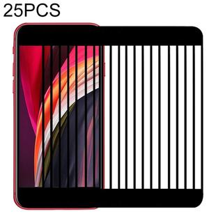 For iPhone SE 2022 / 2020 25 PCS Full Screen Large Arc Edge High Aluminum Tempered Glass Film(Black)