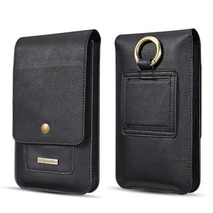 DG.MING Universal Cowskin Leather Protective Case Bag Waist Bag with Card Slots & Hook, For iPhone, Samsung, Sony, Huawei, Meizu, Lenovo, ASUS, Oneplus, Xiaomi, Cubot, Ulefone, Letv, DOOGEE, Vkworld, and other Smartphones Below 6.5 inch(Black)