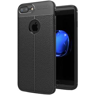 For iPhone 8 Plus & 7 Plus Litchi Texture TPU Protective Back Cover Case (Black)