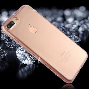 For iPhone 8 Plus & 7 Plus Diamond Border TPU Transparent Protective Back Cover Case (Pink)