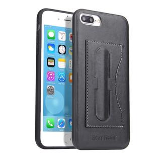 Fierre Shann Full Coverage Protective Leather Case for iPhone 8 Plus & 7 Plus, with Holder & Card Slot(Black)
