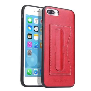 Fierre Shann Full Coverage Protective Leather Case for iPhone 8 Plus & 7 Plus, with Holder & Card Slot(Red)