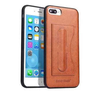 Fierre Shann Full Coverage Protective Leather Case for iPhone 8 Plus & 7 Plus, with Holder & Card Slot(Brown)