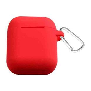 Thicken Cover Anti-drop Dust-proof Buckle Bluetooth Earphone Silicone Case for Apple Airpods(Red)