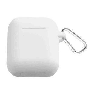 Thicken Cover Anti-drop Dust-proof Buckle Bluetooth Earphone Silicone Case for Apple Airpods(White)