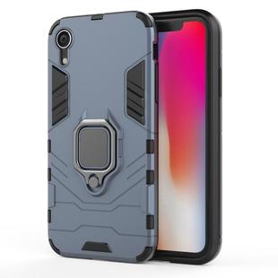 For iPhone XR PC + TPU Shockproof Protective Case with Magnetic Ring Holder (Navy Blue)