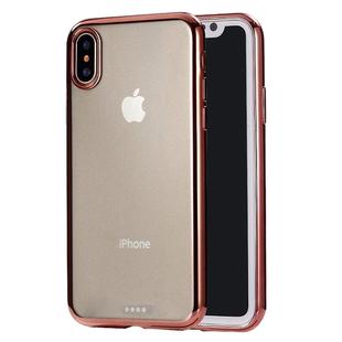 For iPhone X / XS Ultra-thin Electroplating Soft TPU Protective Back Cover Case(Rose Gold)